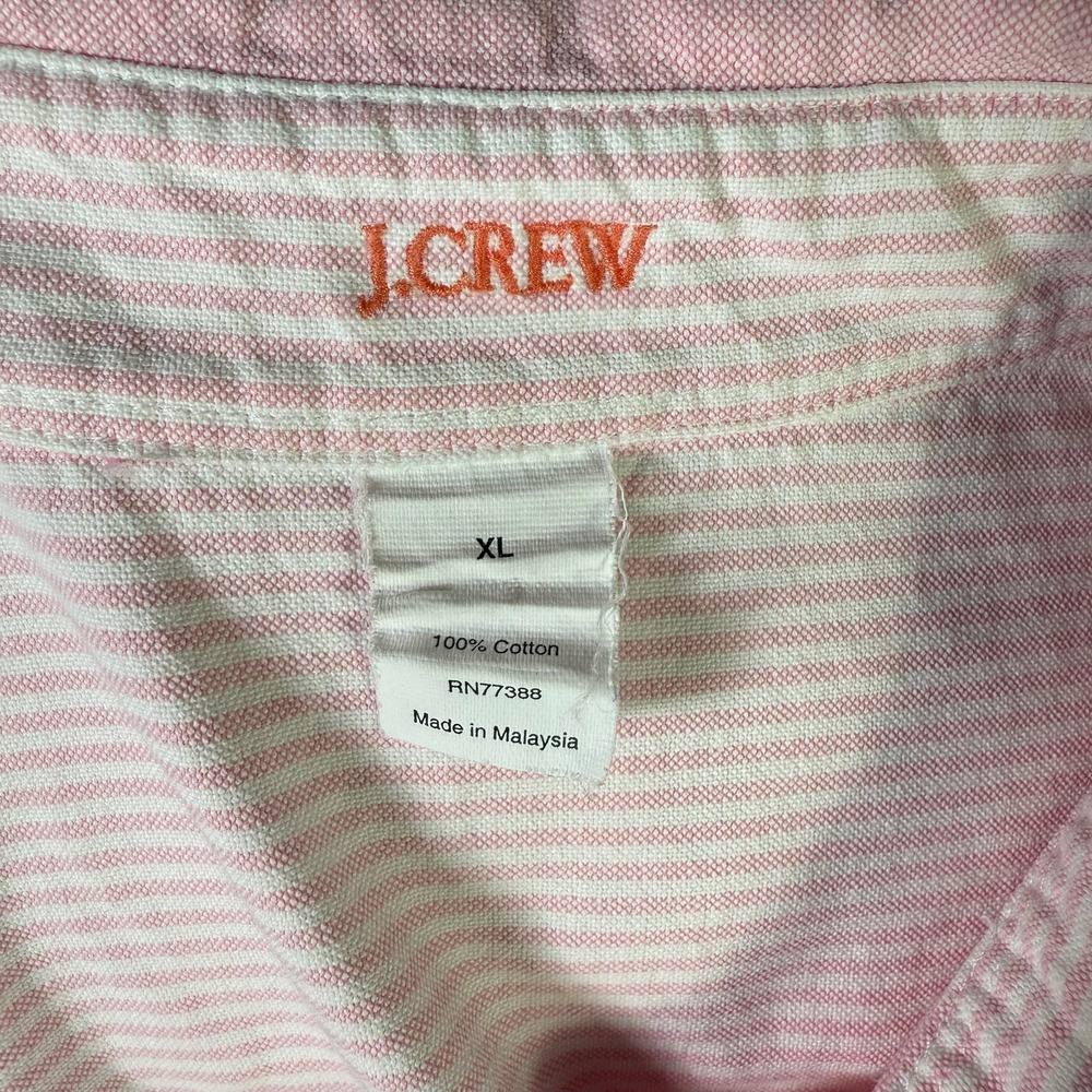 VTG J.Crew Womens Pink Cotton Oxford Short Sleeve Button Down Shirt XL - Picture 8 of 9